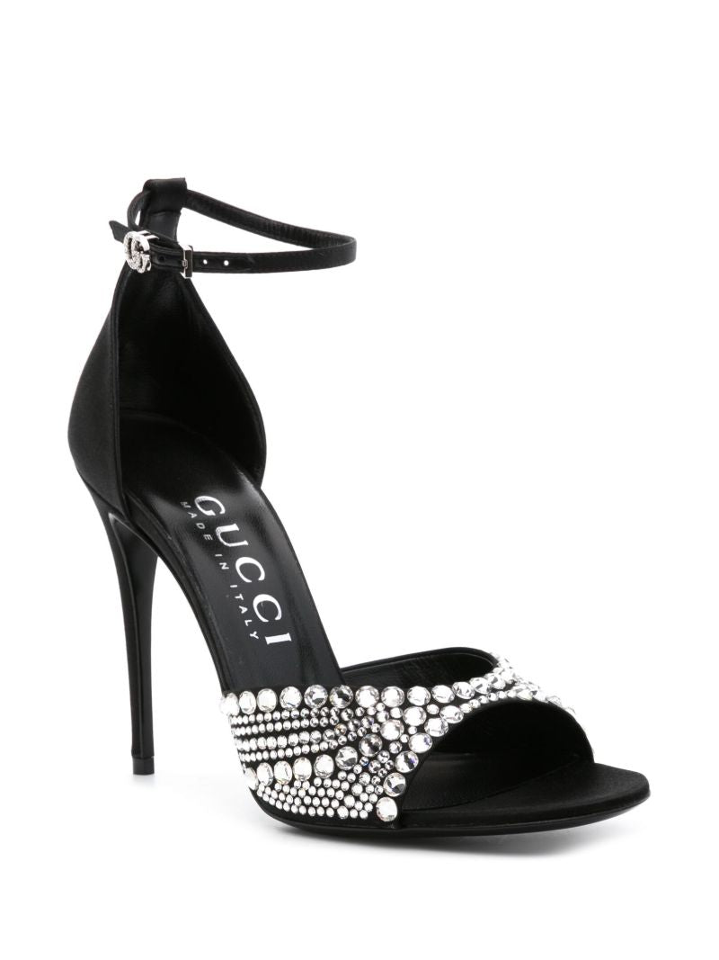 Black 100 Crystal-embellished Sandals