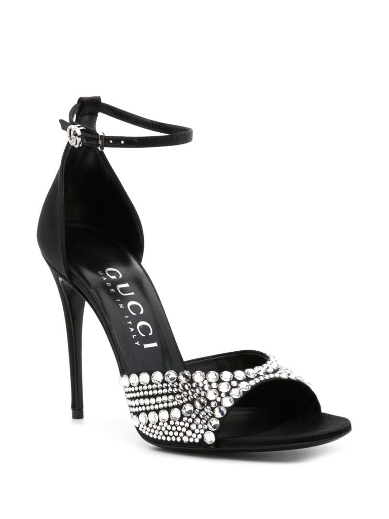 Black 100 Crystal-embellished Sandals