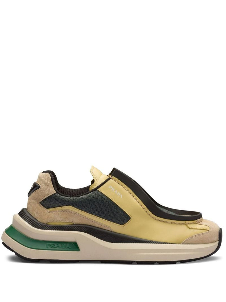 Neutral Leather Colourblock Sneakers