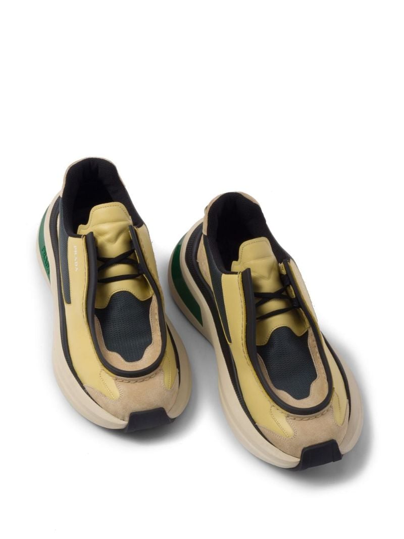 Neutral Leather Colourblock Sneakers