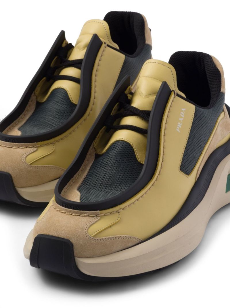 Neutral Leather Colourblock Sneakers