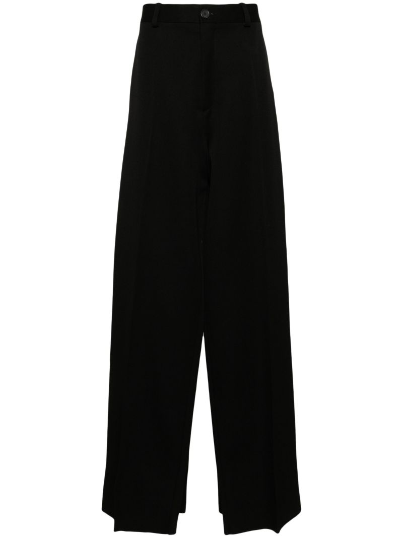 Black Double Front Wool Trousers