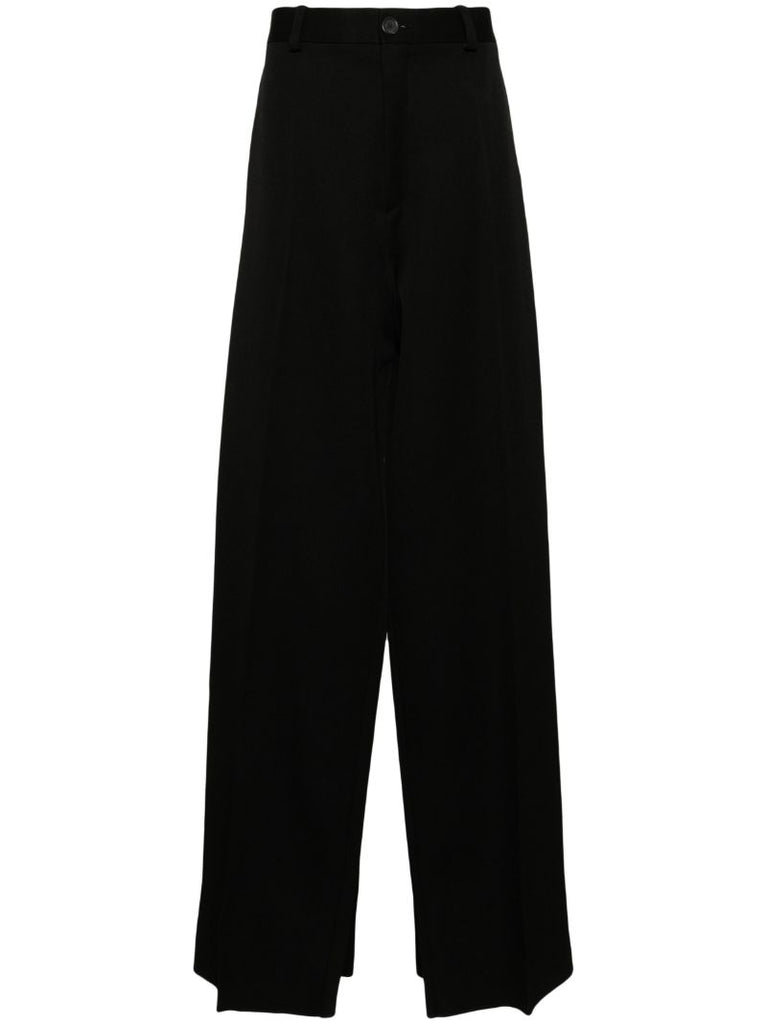 Black Double Front Wool Trousers