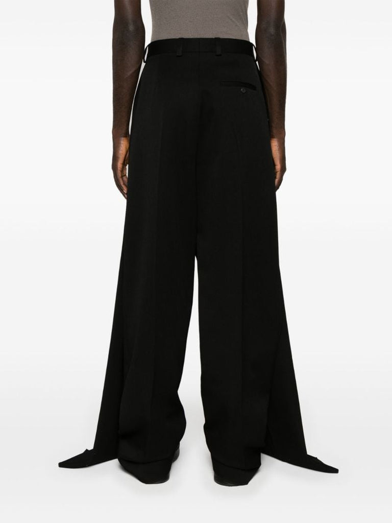 Black Double Front Wool Trousers