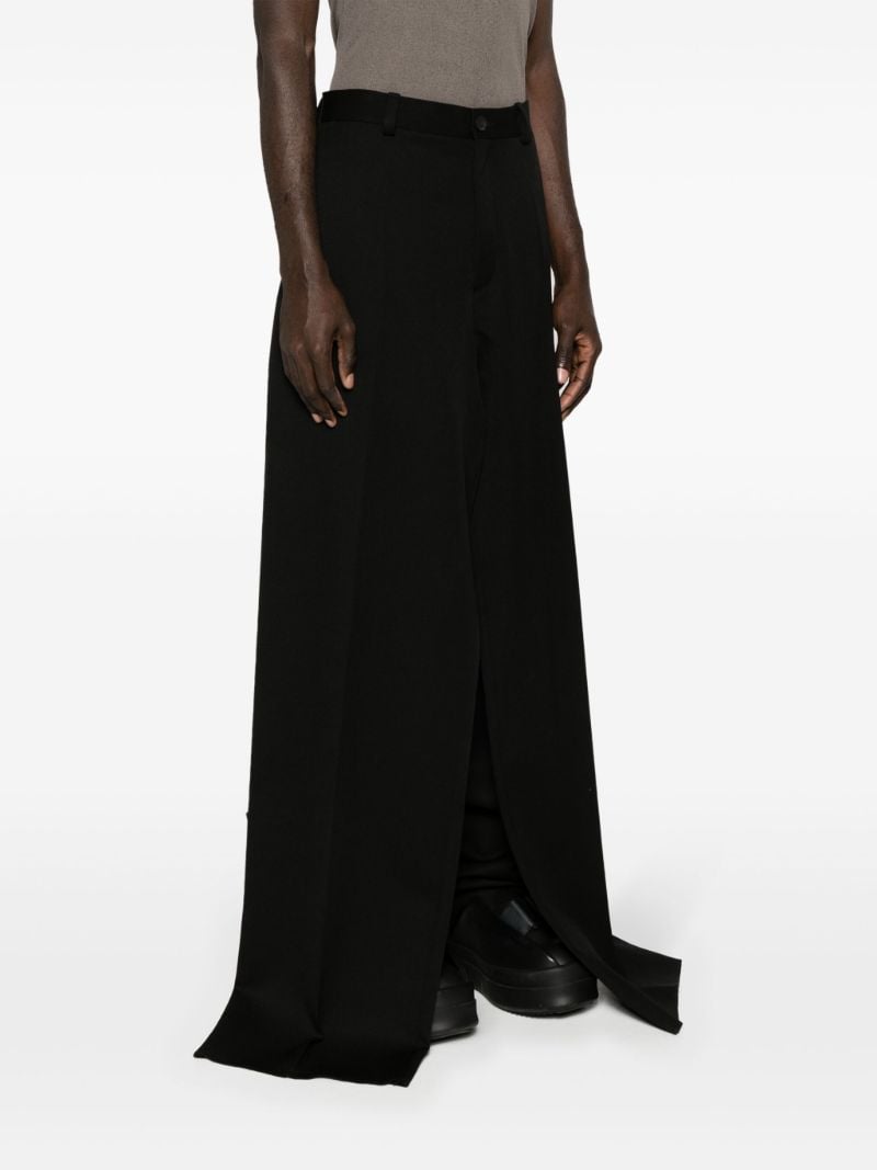 Black Double Front Wool Trousers