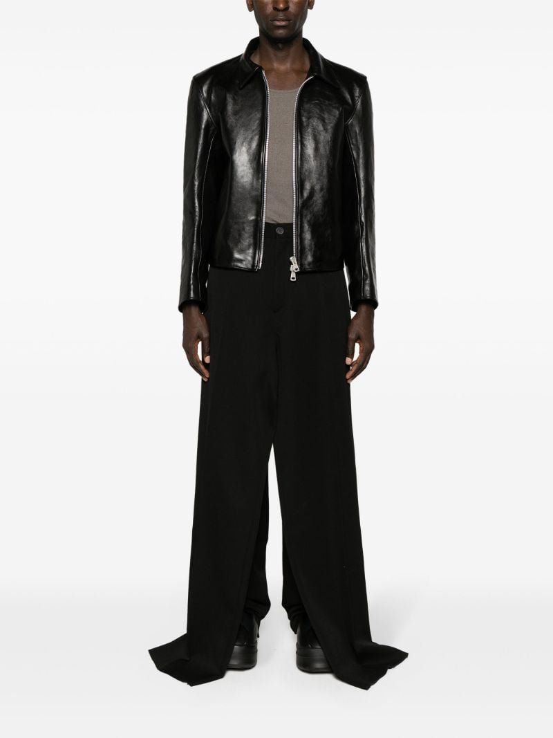 Black Double Front Wool Trousers