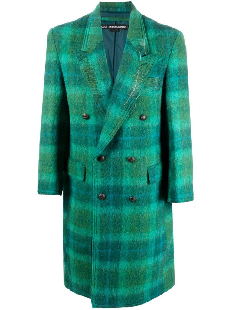Green Checked Double-breasted Coat