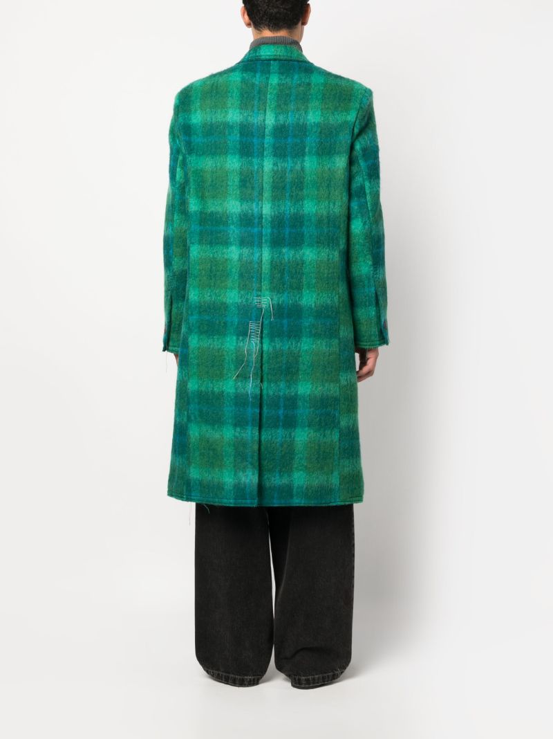 Green Checked Double-breasted Coat
