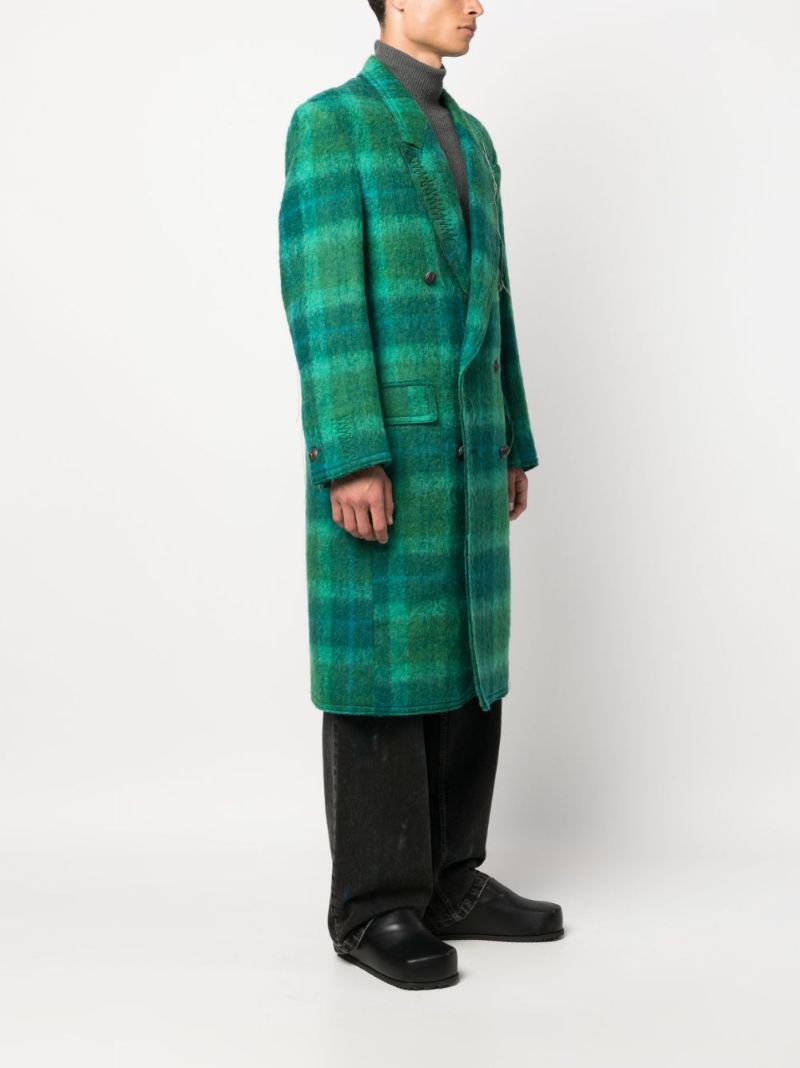 Green Checked Double-breasted Coat