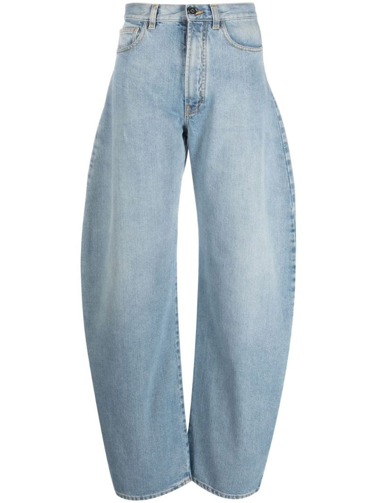 Blue High-rise Rounded Jeans
