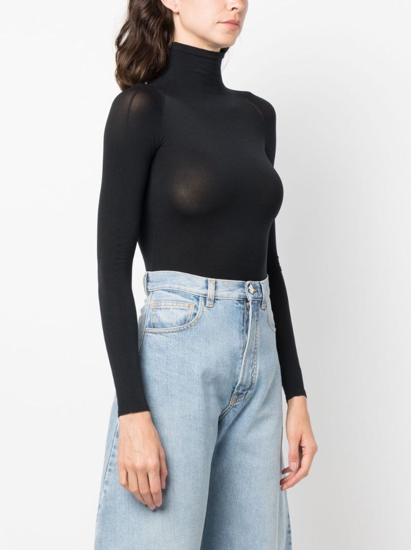 Black Semi Sheer High Neck Bodysuit