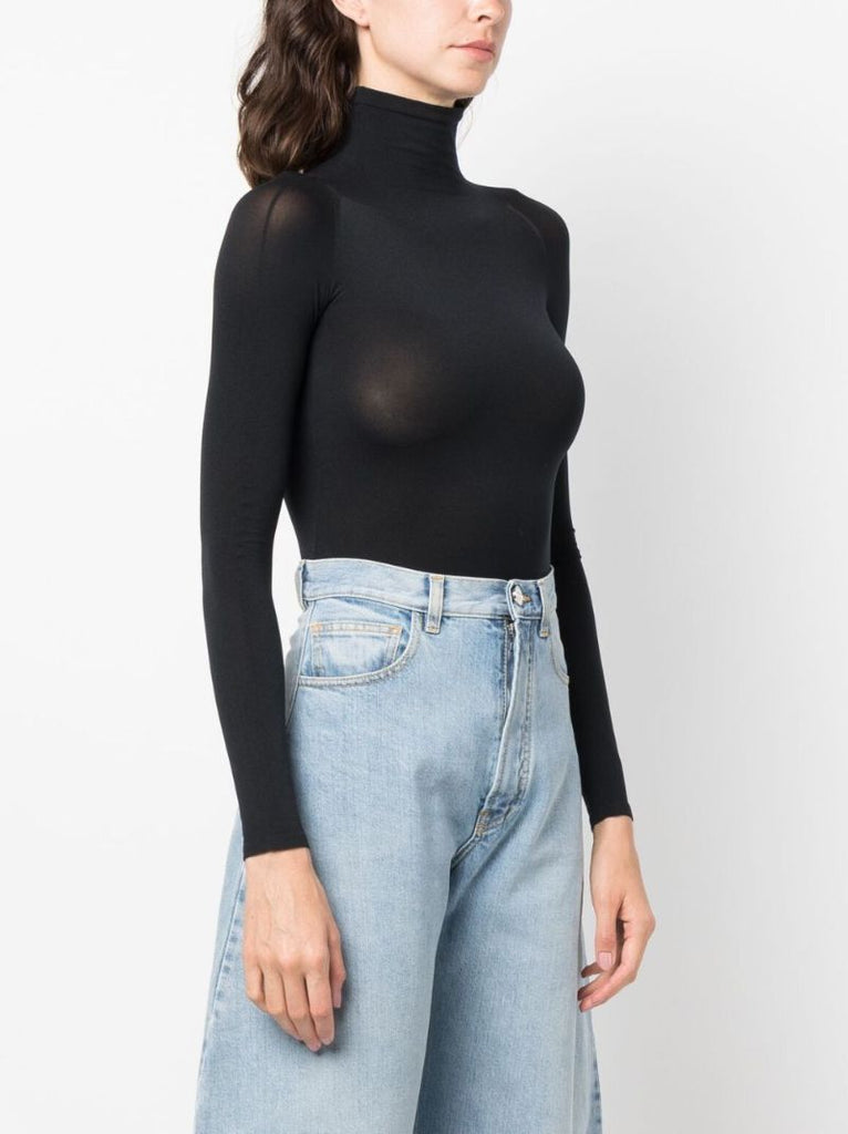 Black Semi Sheer High Neck Bodysuit