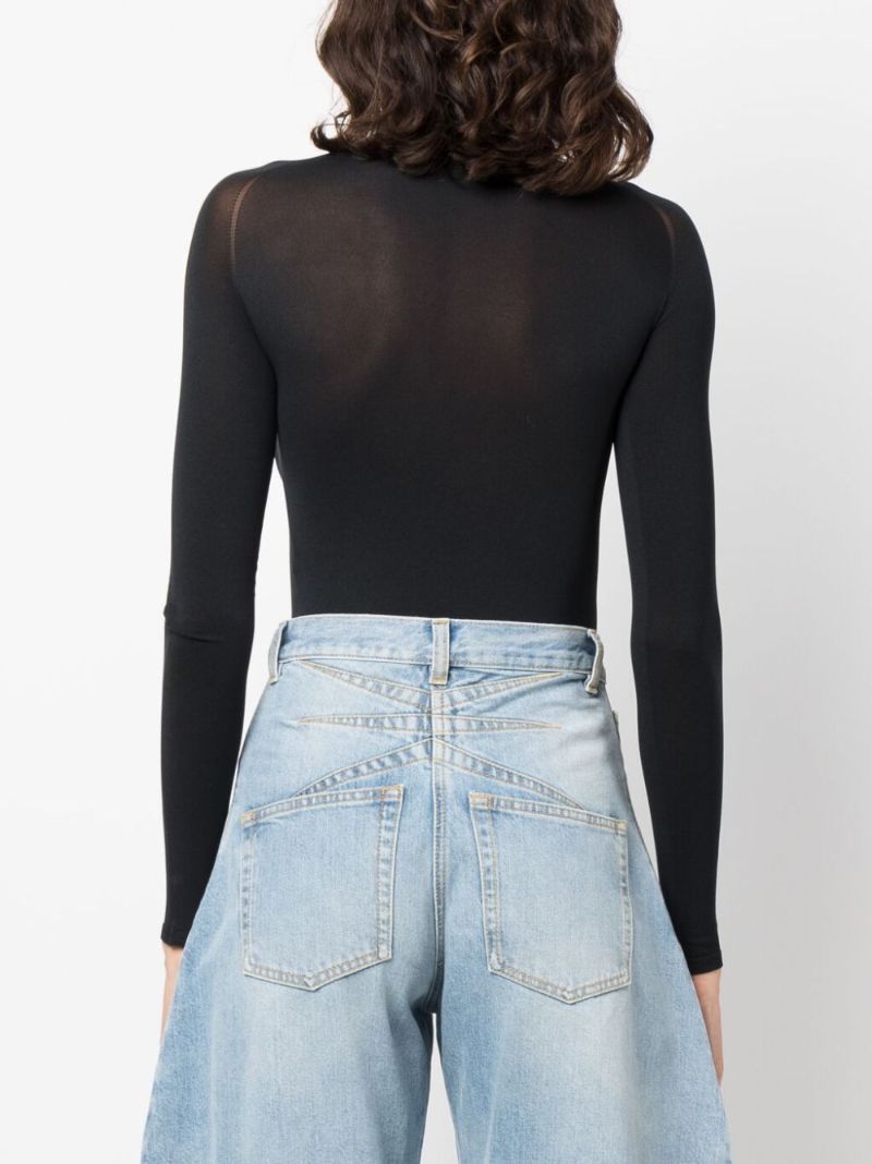 Black Semi Sheer High Neck Bodysuit