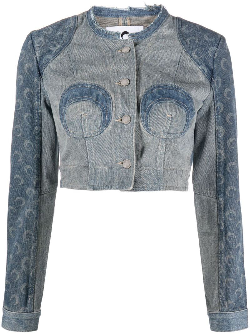 Blue Regenerated Denim Cropped Jacket