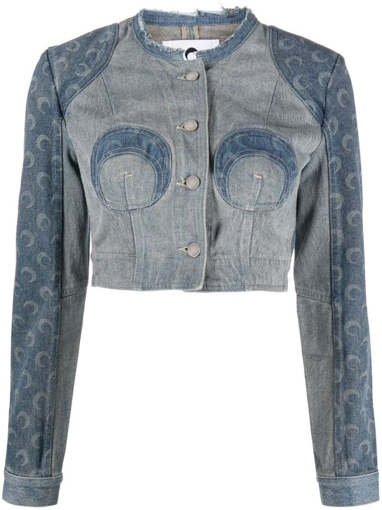 Blue Regenerated Denim Cropped Jacket