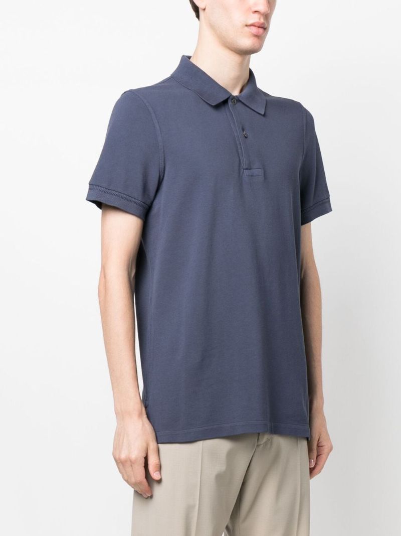 Blue Tennis Piquet Cotton Polo Shirt