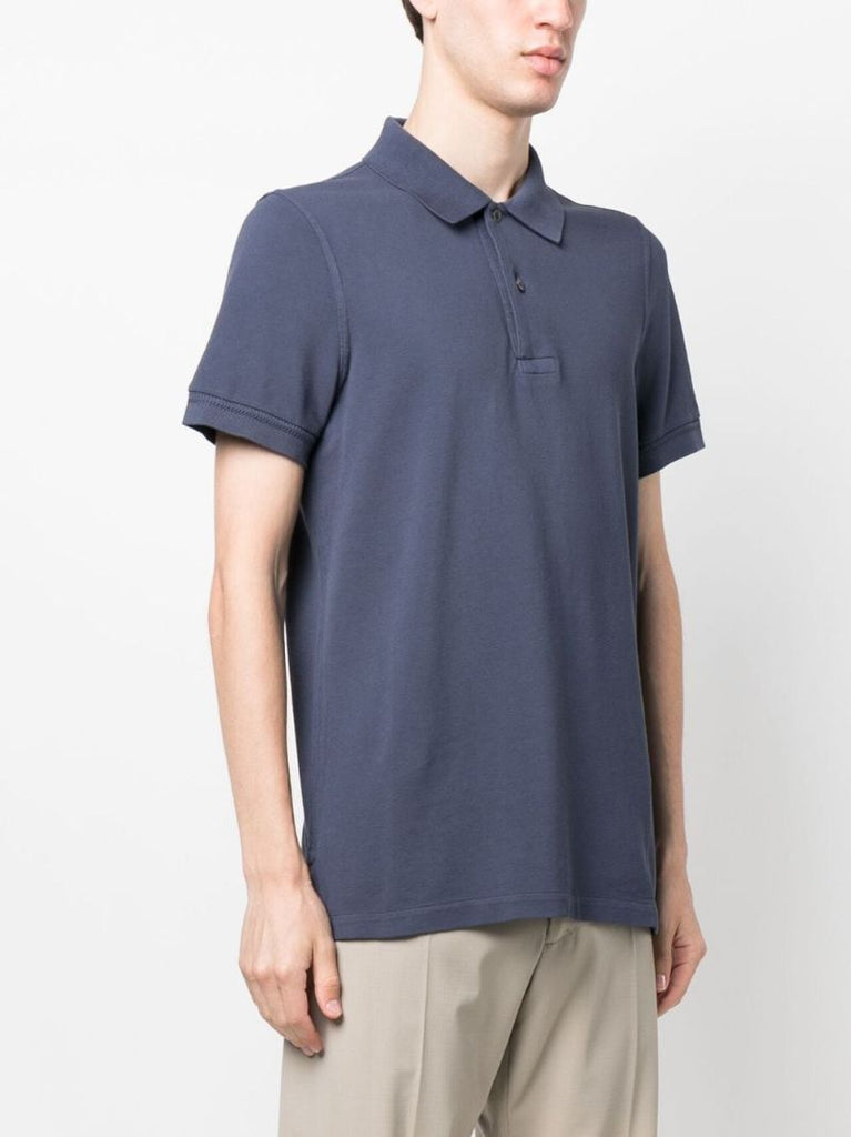 Blue Tennis Piquet Cotton Polo Shirt