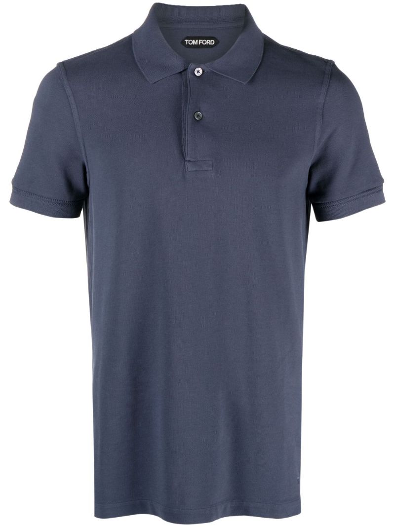 Blue Tennis Piquet Cotton Polo Shirt