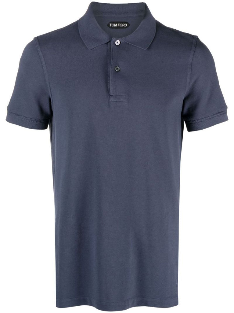 Blue Tennis Piquet Cotton Polo Shirt