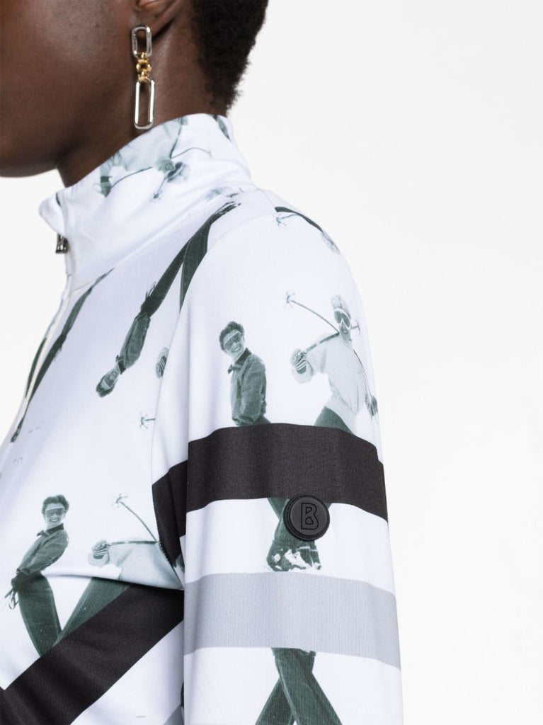 White Beline Printed Base-layer Top
