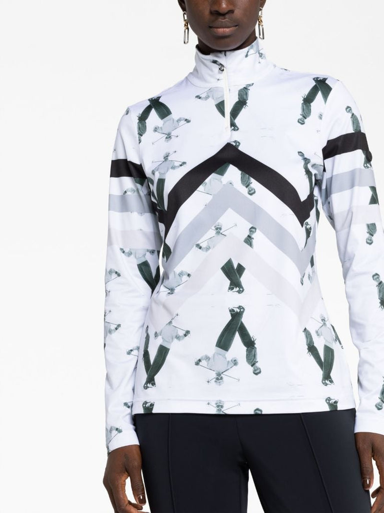 White Beline Printed Base-layer Top