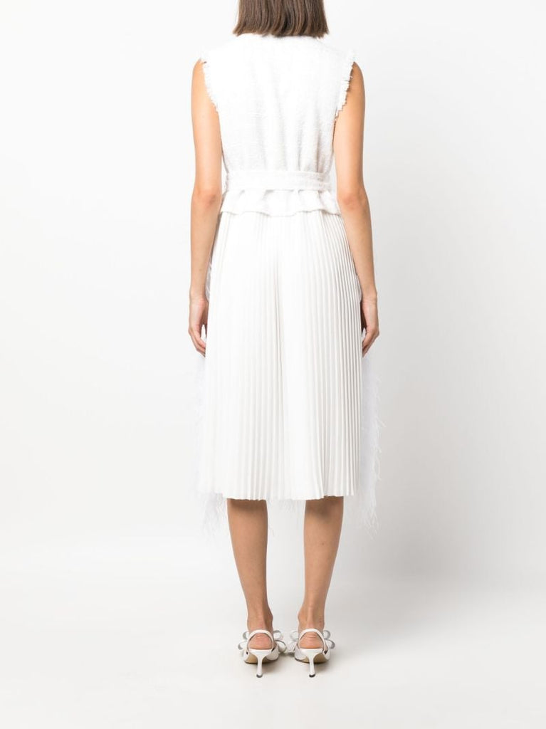 White Wyatt Feather-embellished Dress