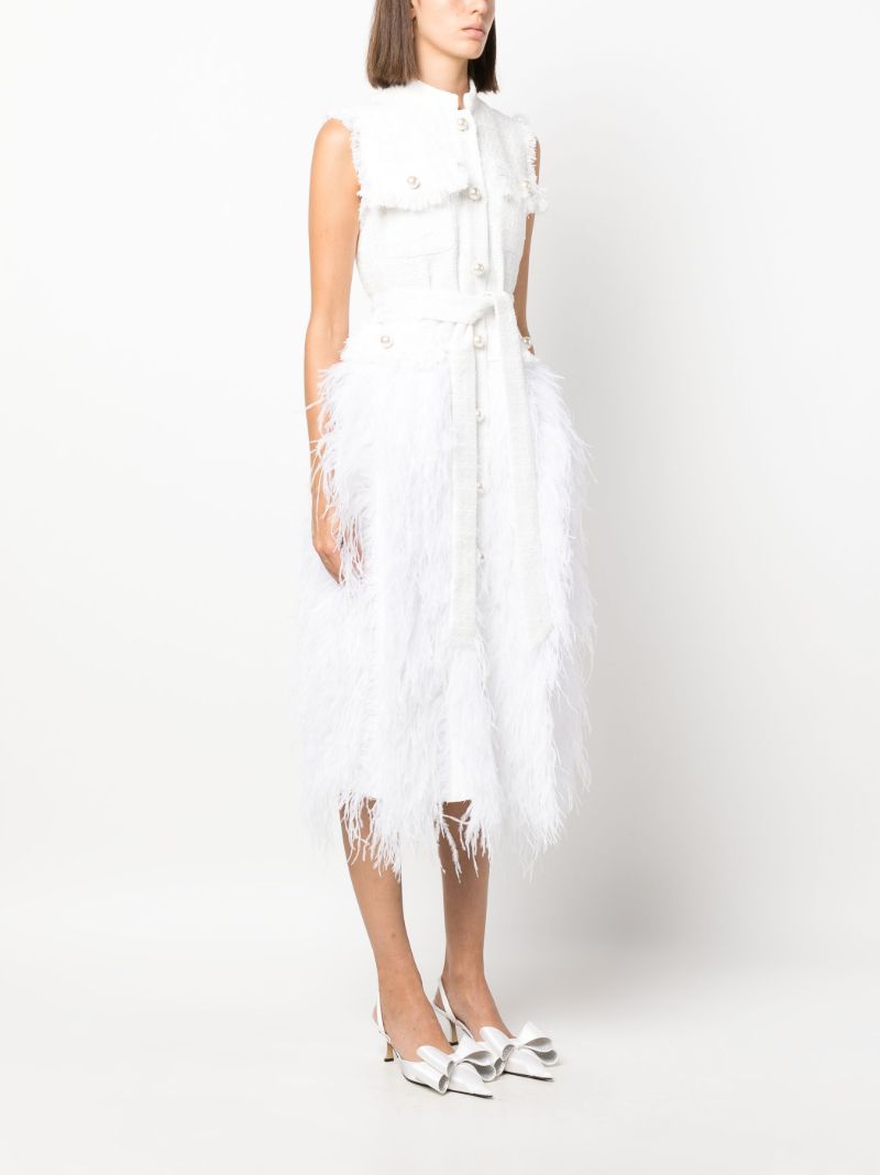 White Wyatt Feather-embellished Dress
