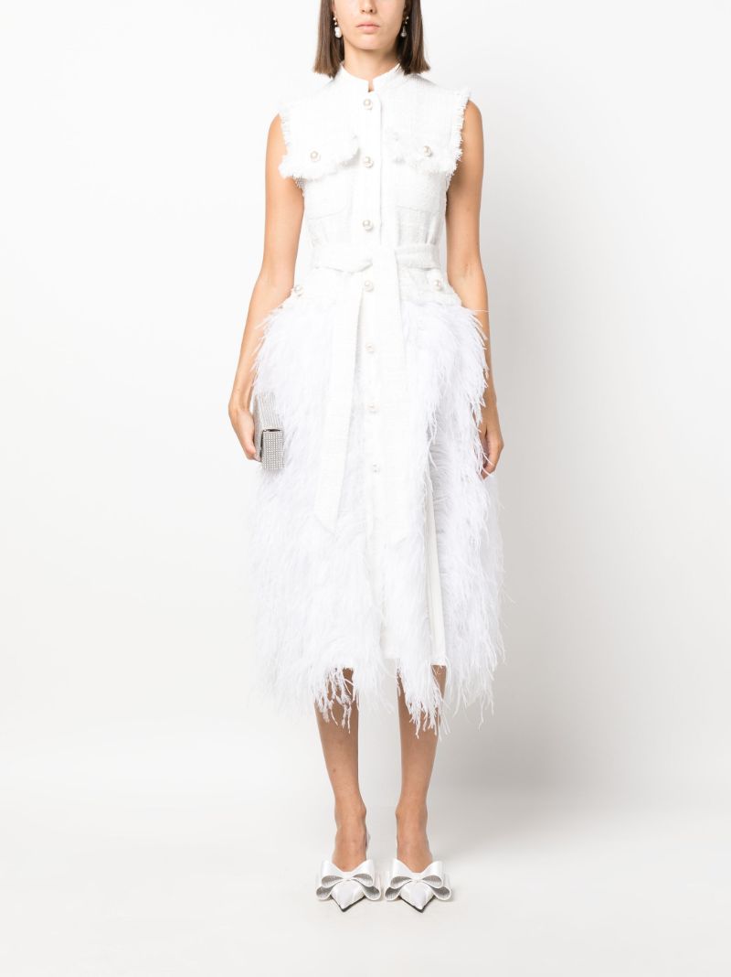 White Wyatt Feather-embellished Dress