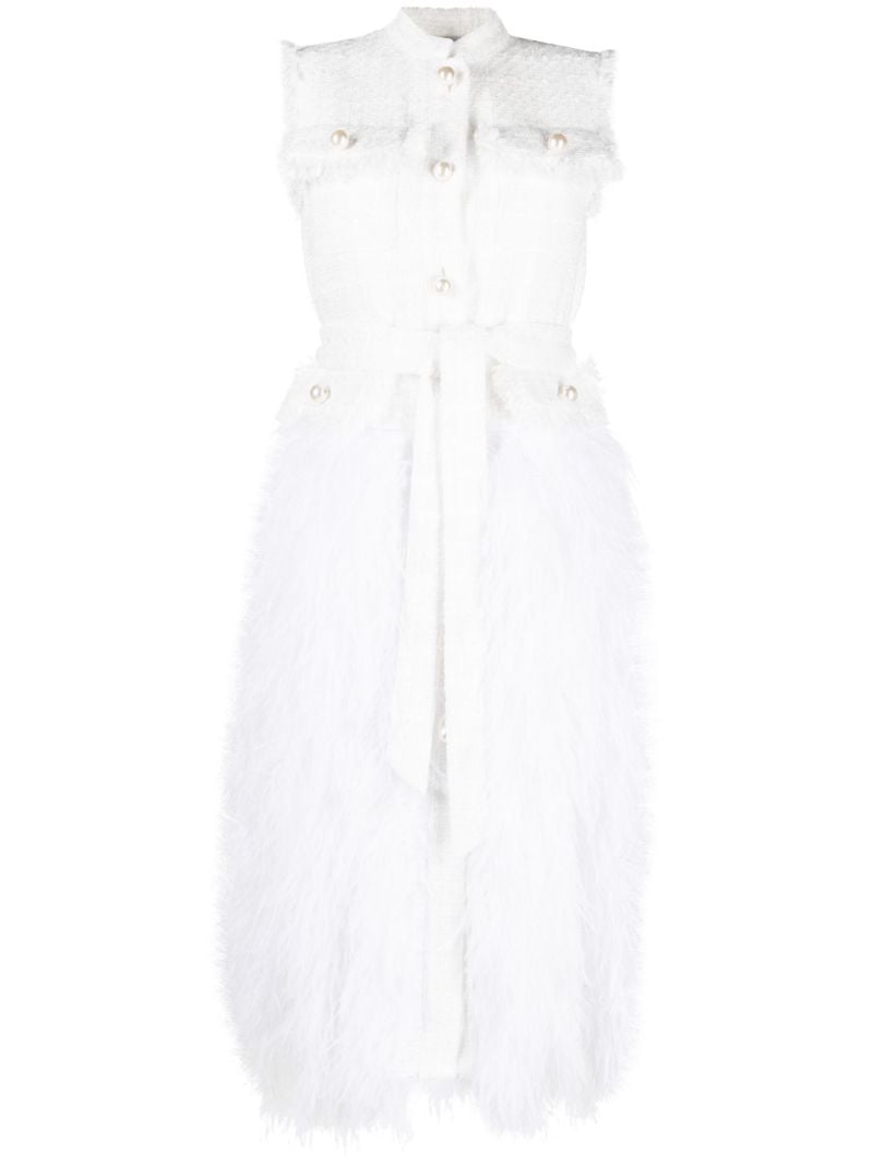 White Wyatt Feather-embellished Dress