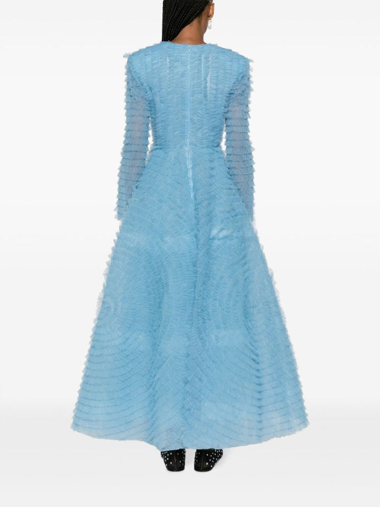 Blue Allegra Ruffled Gown