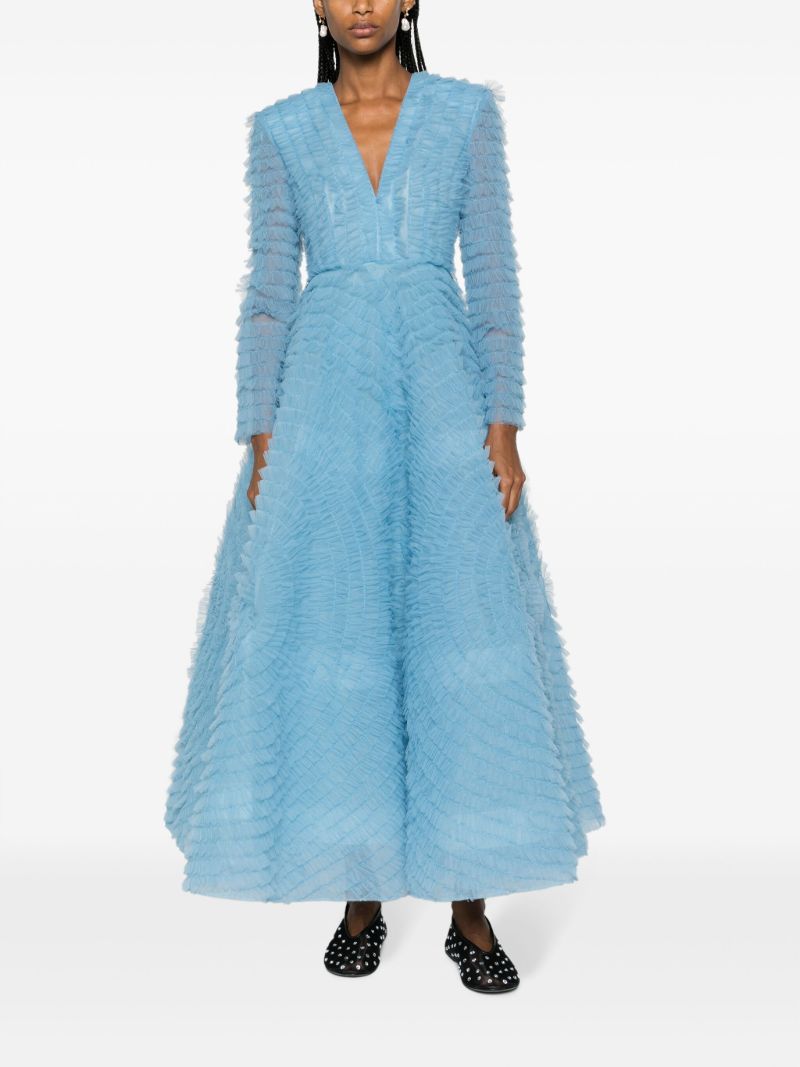 Blue Allegra Ruffled Gown