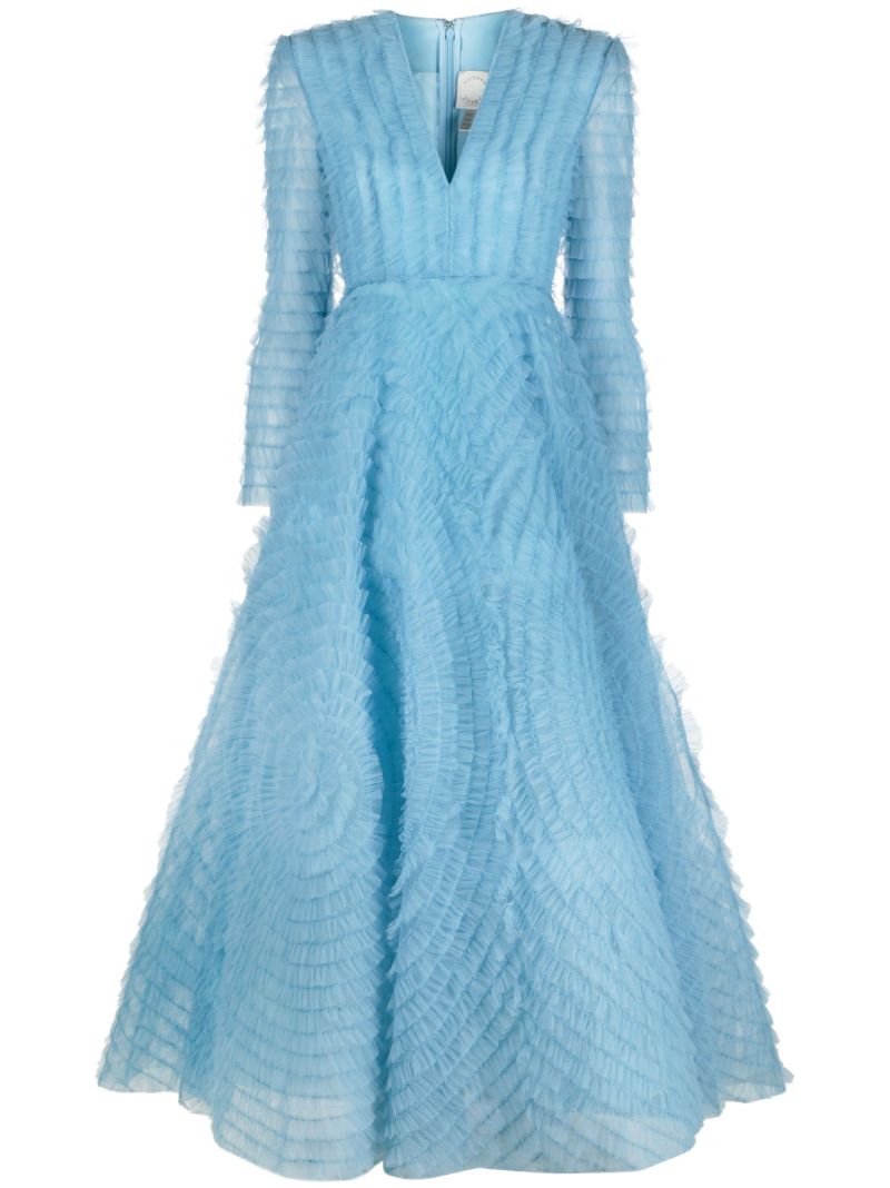Blue Allegra Ruffled Gown