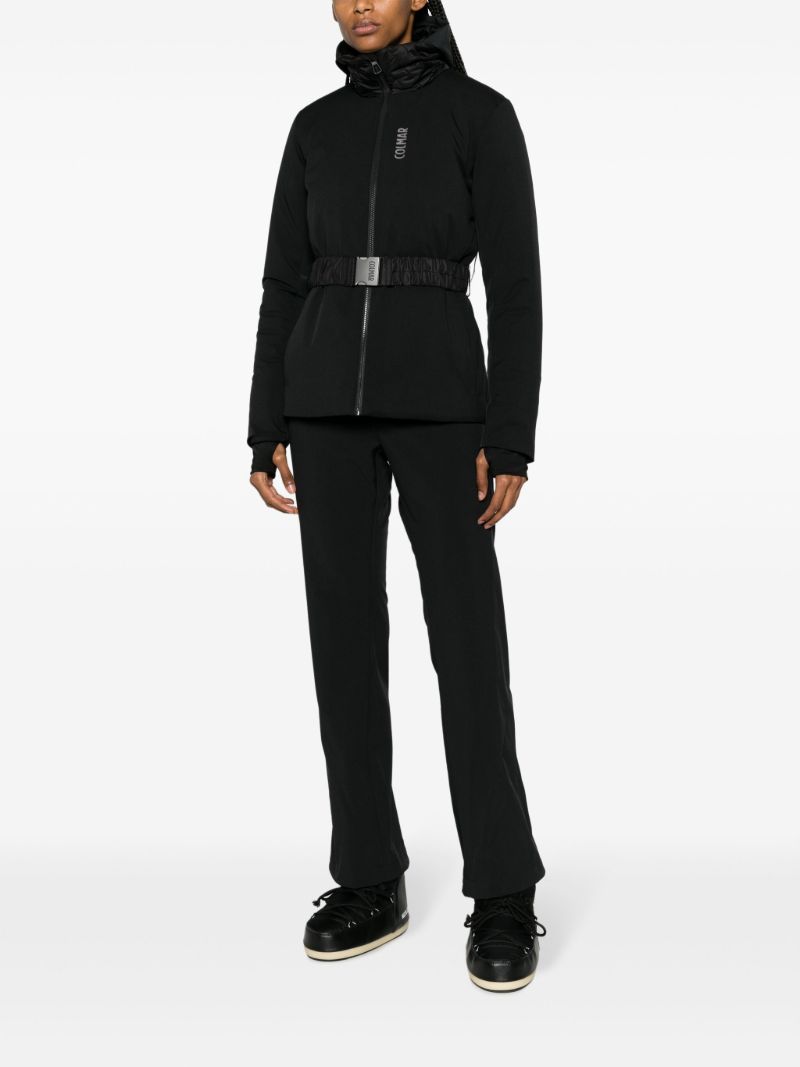 Black Belted Hooded Ski Jacket