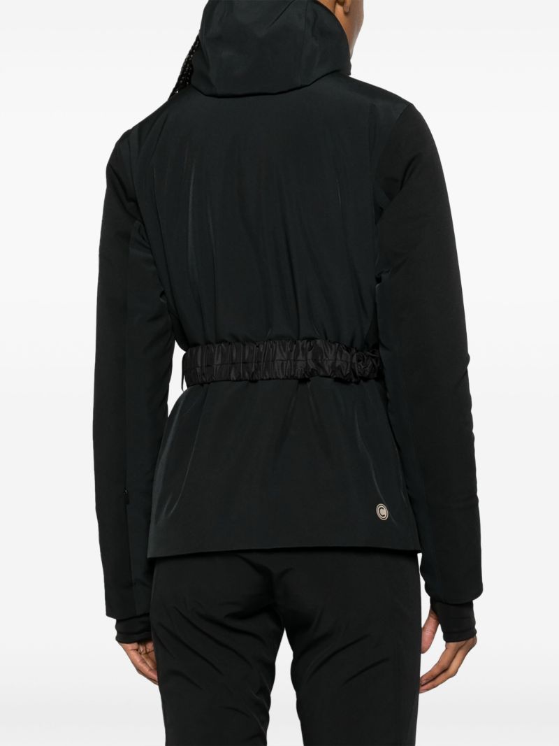Black Belted Hooded Ski Jacket