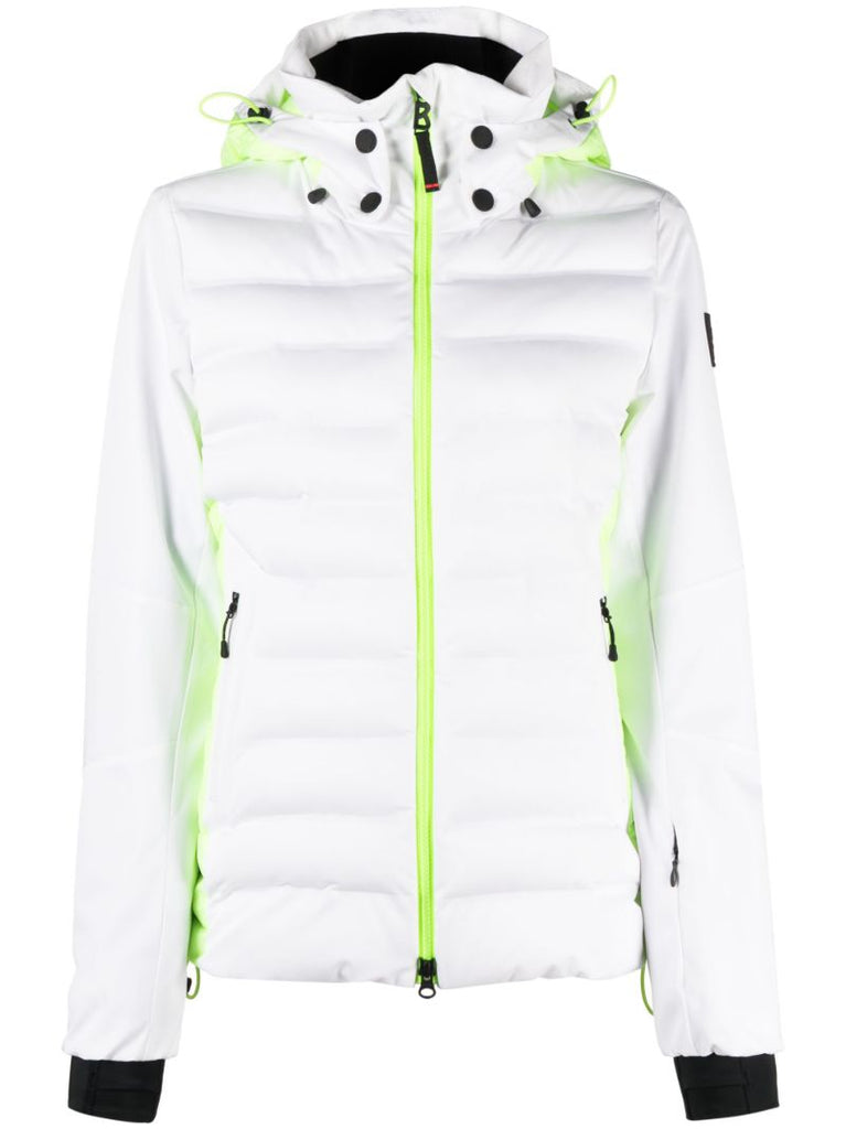 White Janaka3 Hooded Quilted Ski Jacket