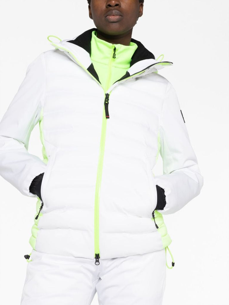 White Janaka3 Hooded Quilted Ski Jacket