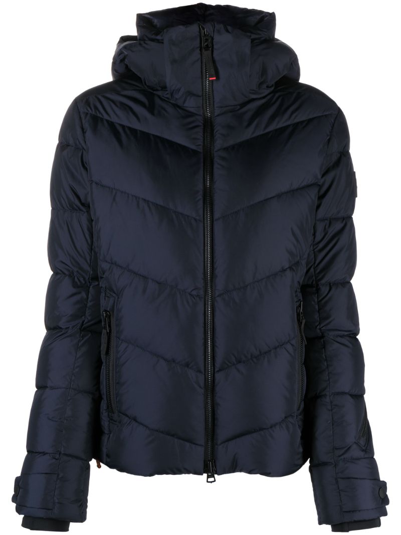 Blue Zip Front Quilted Jacket