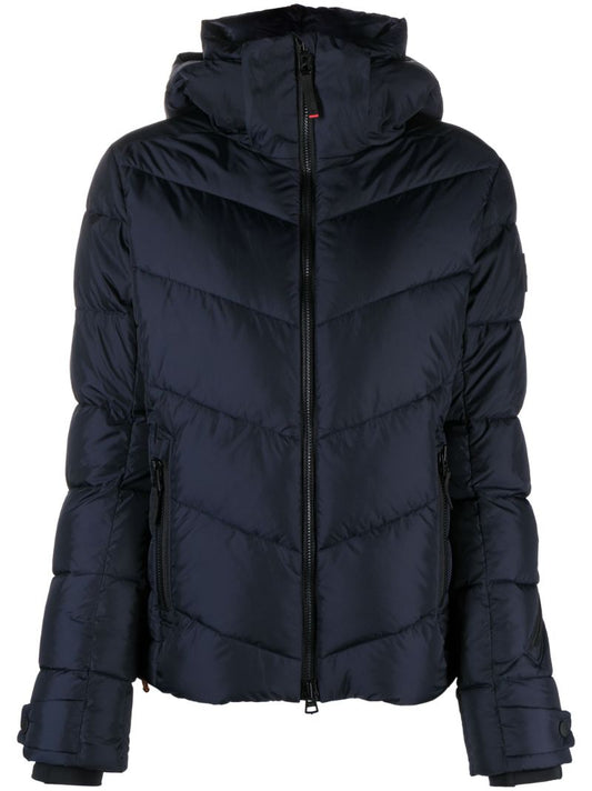 Blue Zip Front Quilted Jacket