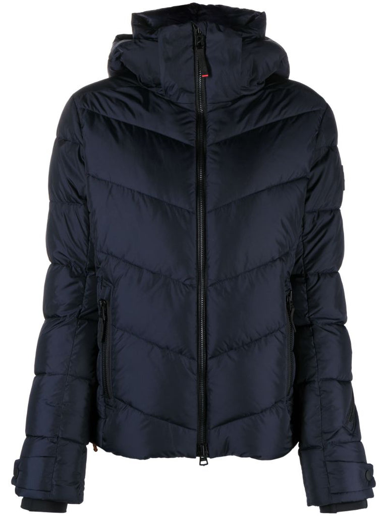 Blue Zip Front Quilted Jacket
