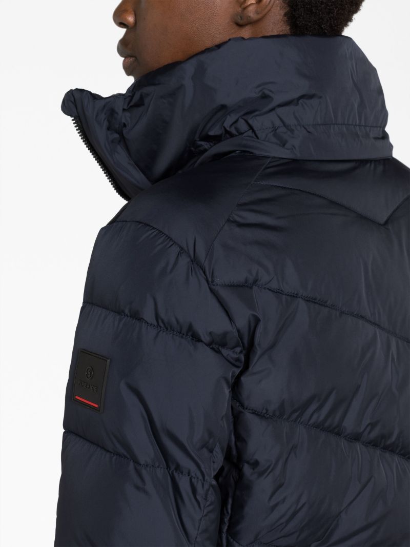 Blue Zip Front Quilted Jacket