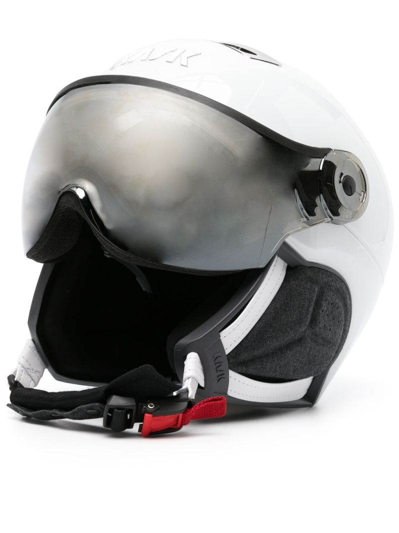 White Ski Chrome Visor Helmet