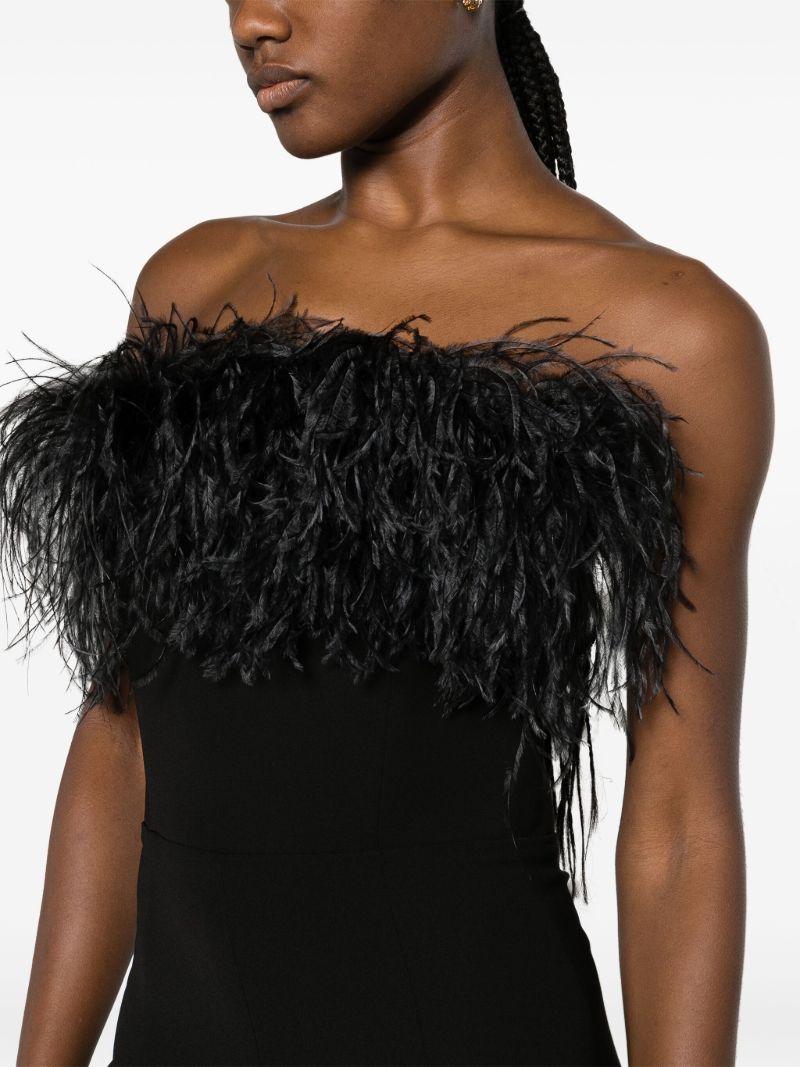 Black Taree Feather-trim Jumpsuit