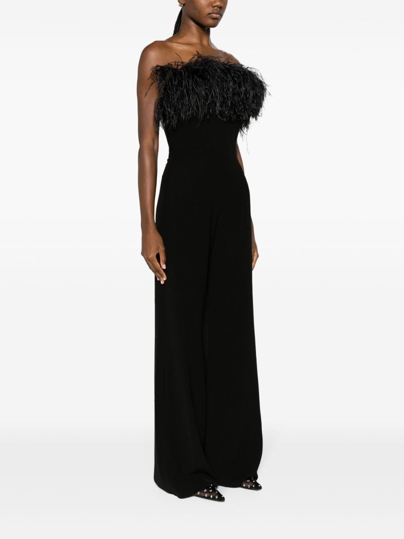 Black Taree Feather-trim Jumpsuit