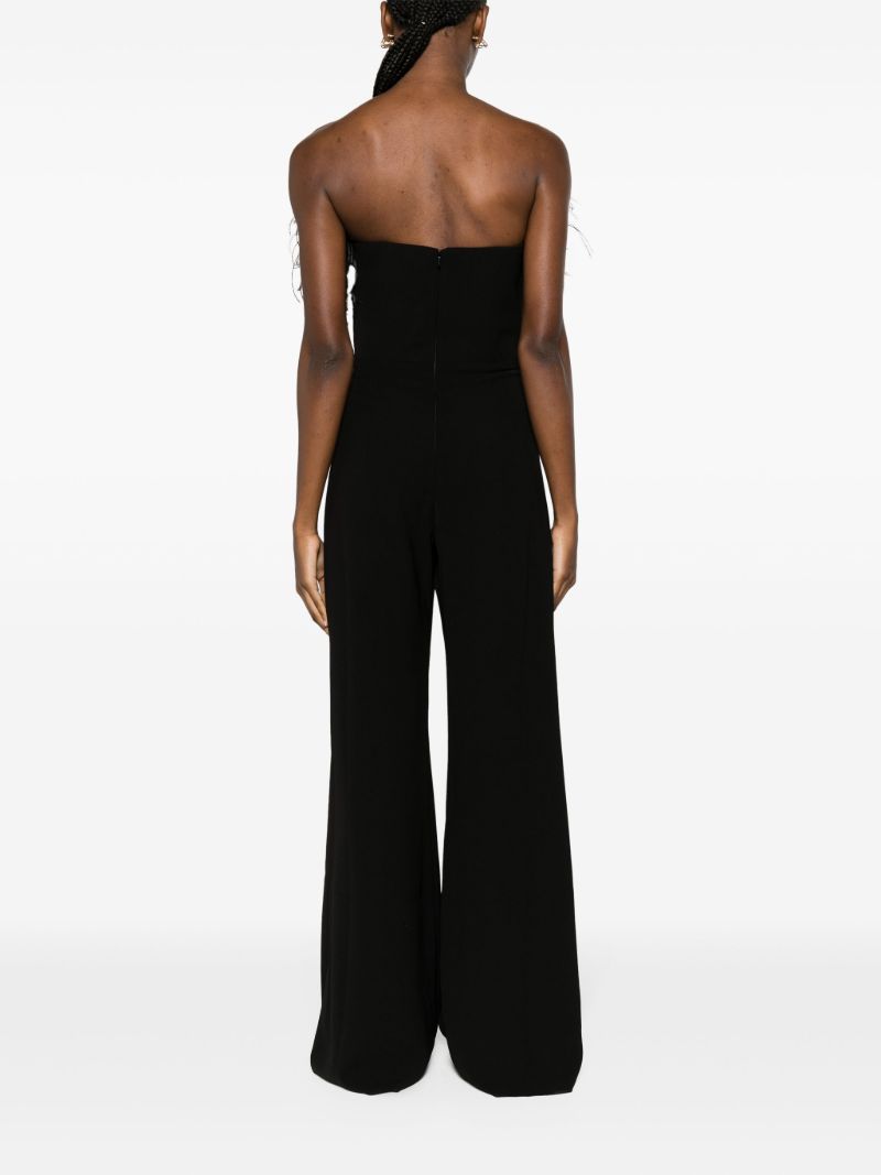 Black Taree Feather-trim Jumpsuit