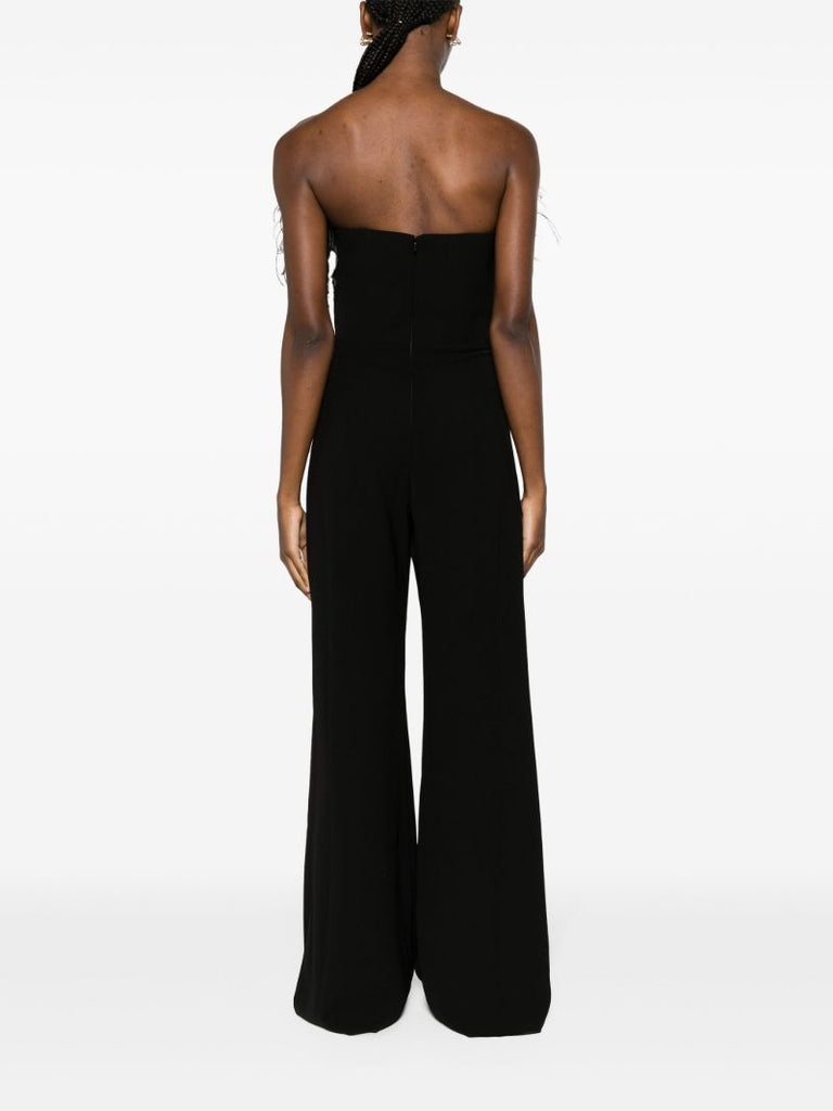 Black Taree Feather-trim Jumpsuit