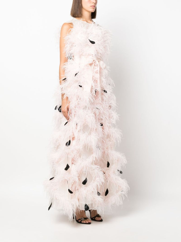 Pink Mystique Organza Feather Gown