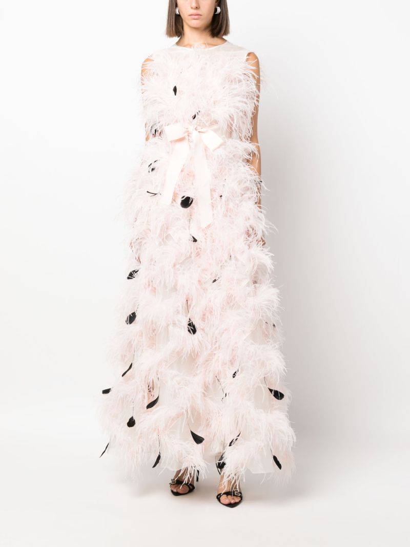 Pink Mystique Organza Feather Gown