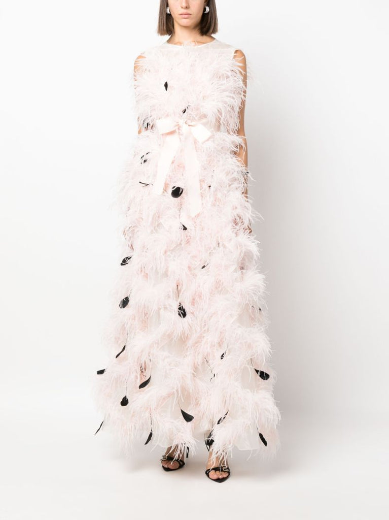 Pink Mystique Organza Feather Gown