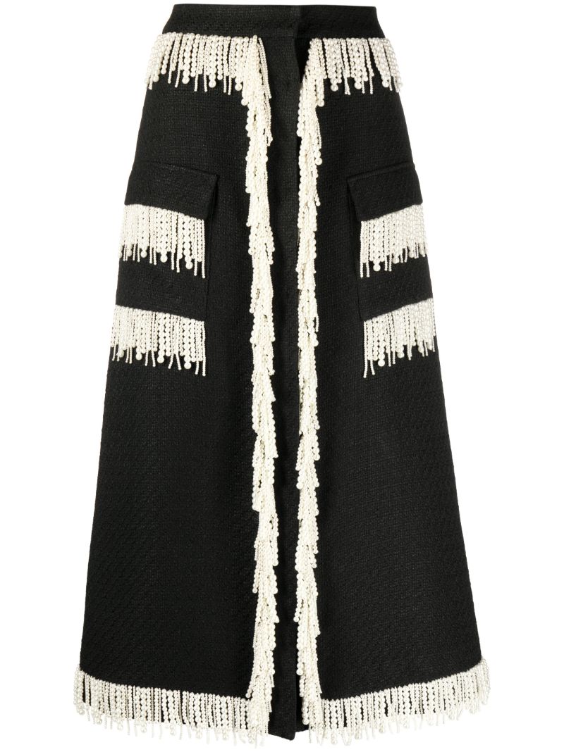 Black Victoria Tweed Midi Skirt