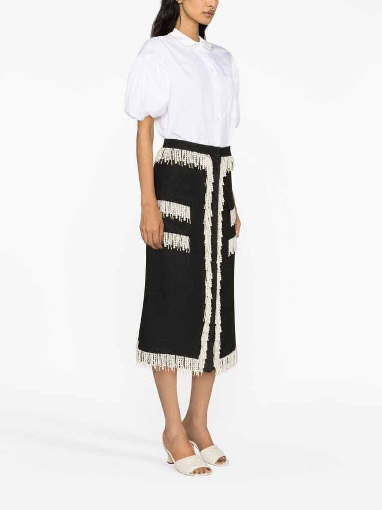 Black Victoria Tweed Midi Skirt